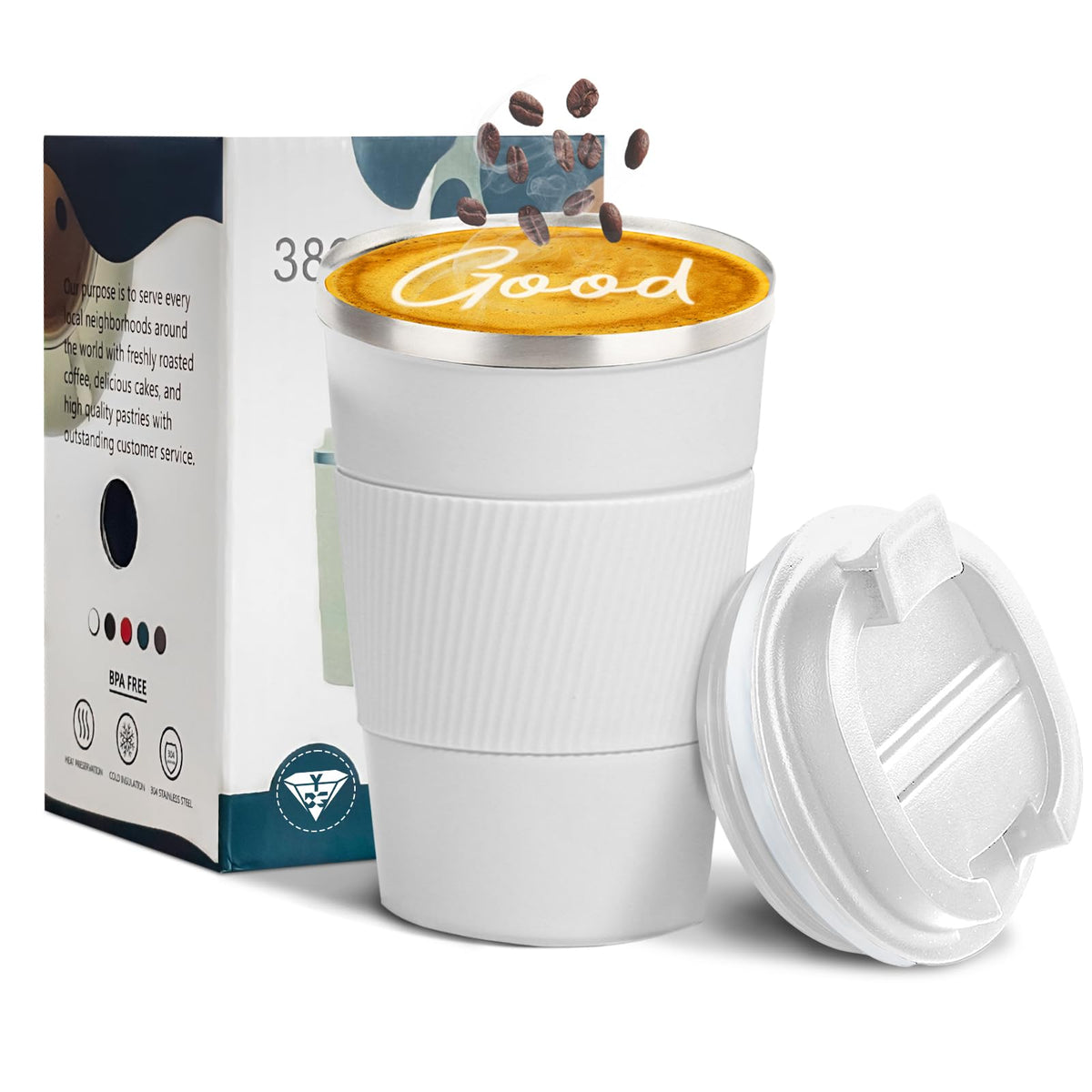 yinbaoge insulated travel mug white lid spill proof for on the go
