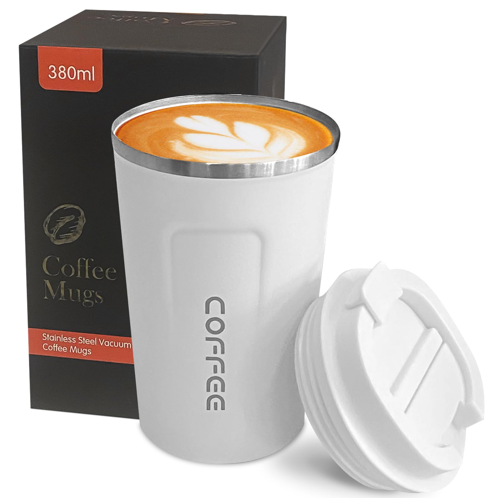 YINBAOGE insulated travel mug shown with 12oz capacity, ideal for daily beverages on the go.