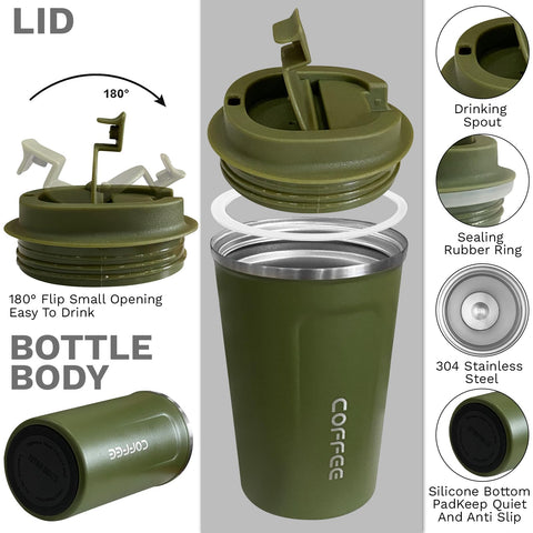 YINBAOGE mug with lid on, spill-proof seal for commutes