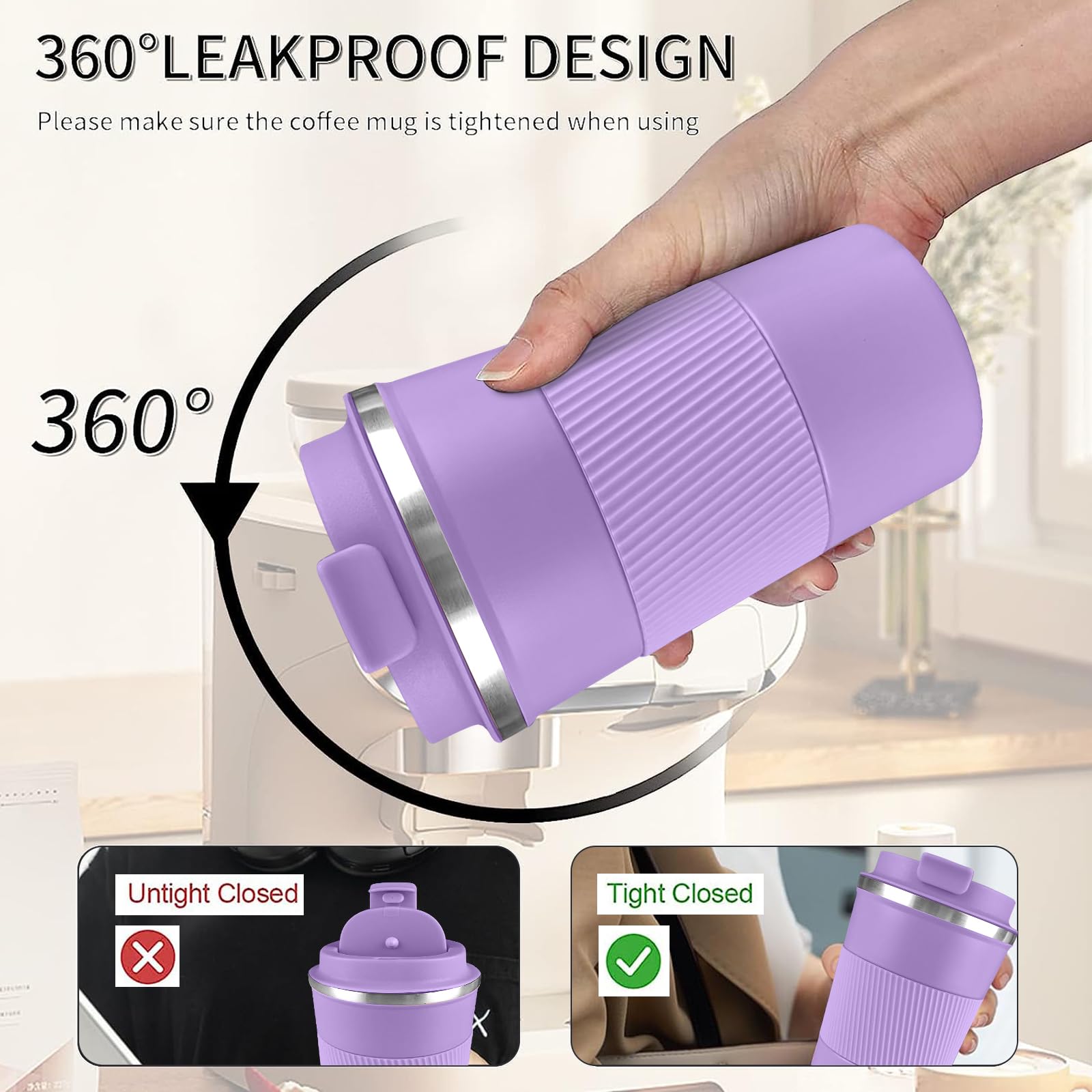 YINBAOGE purple insulated mug, ideal gift idea for coffee lovers.