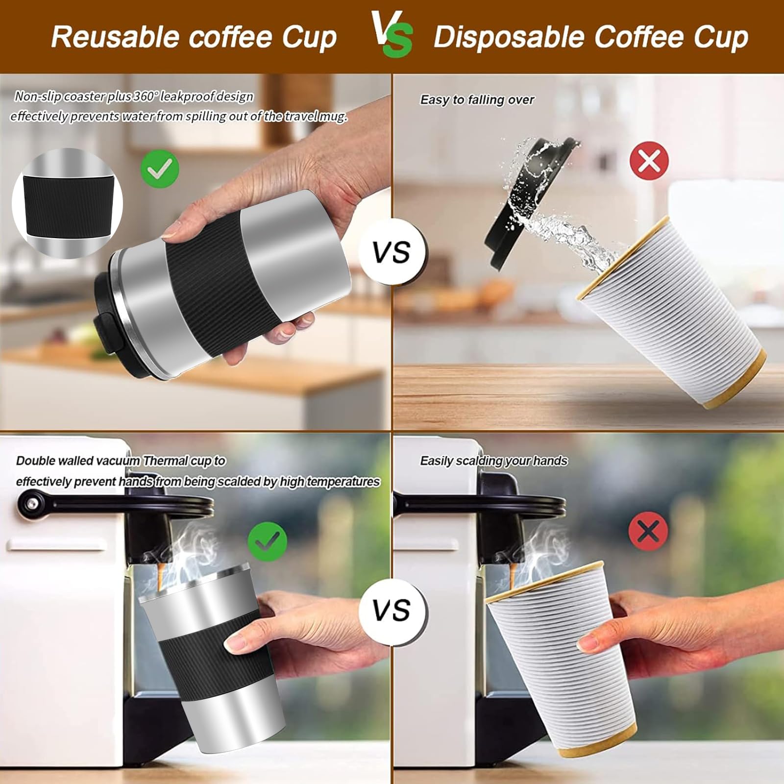 YINBAOGE silicone grip sleeve provides slip-resistant handling during hot beverages