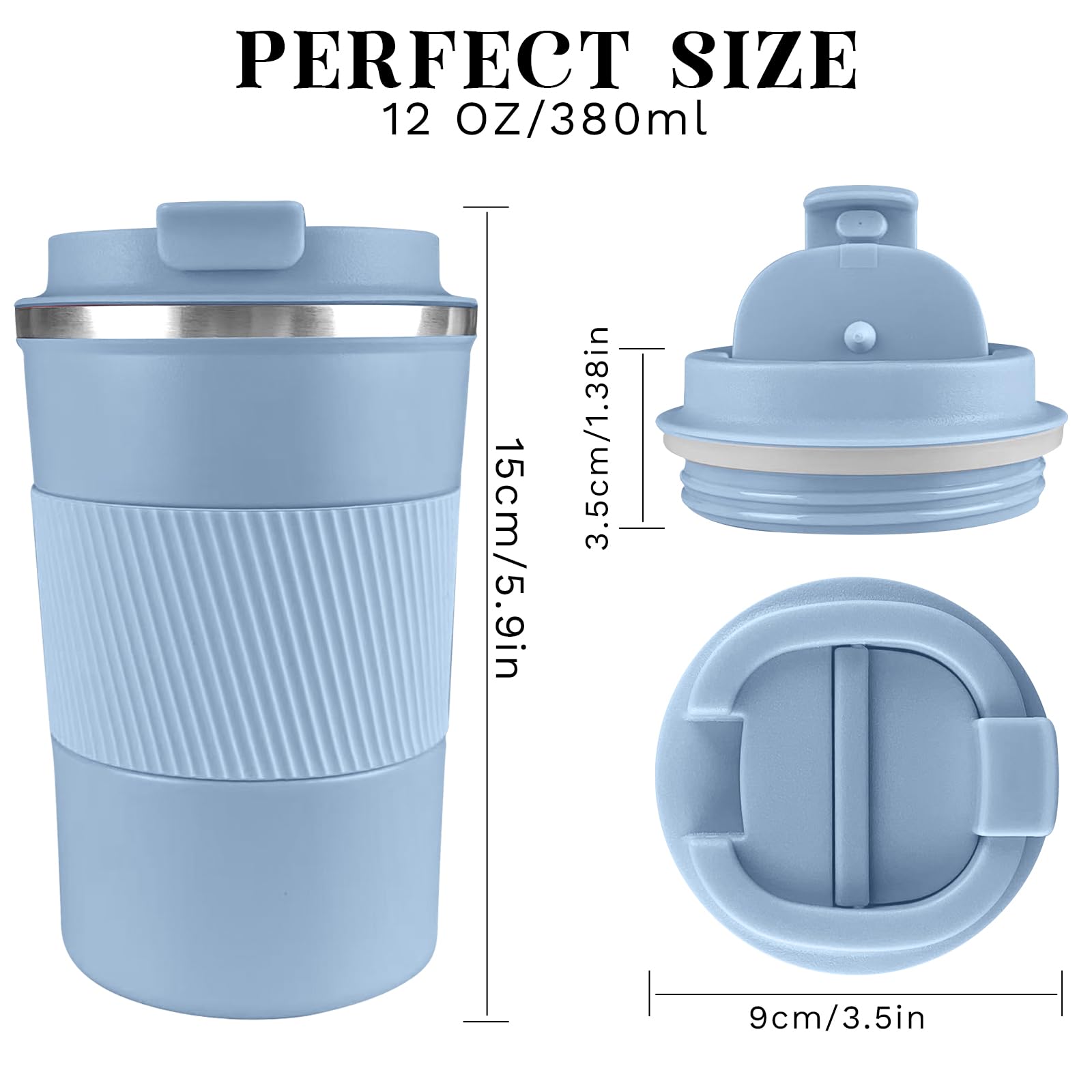 YINBAOGE silicone-grip travel mug provides slip resistance and comfort.