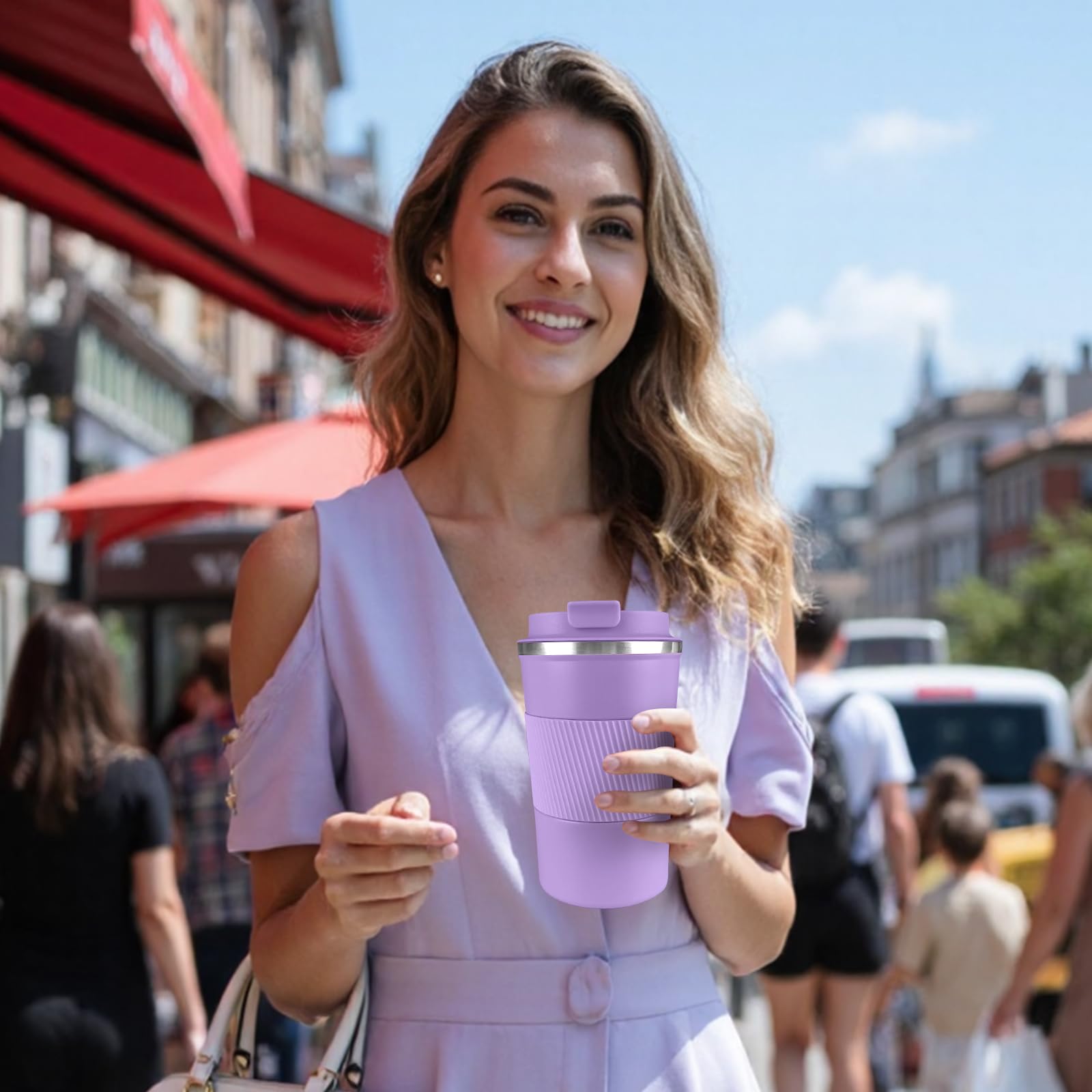 YINBAOGE spill-proof lid with screw-on seal for secure use.