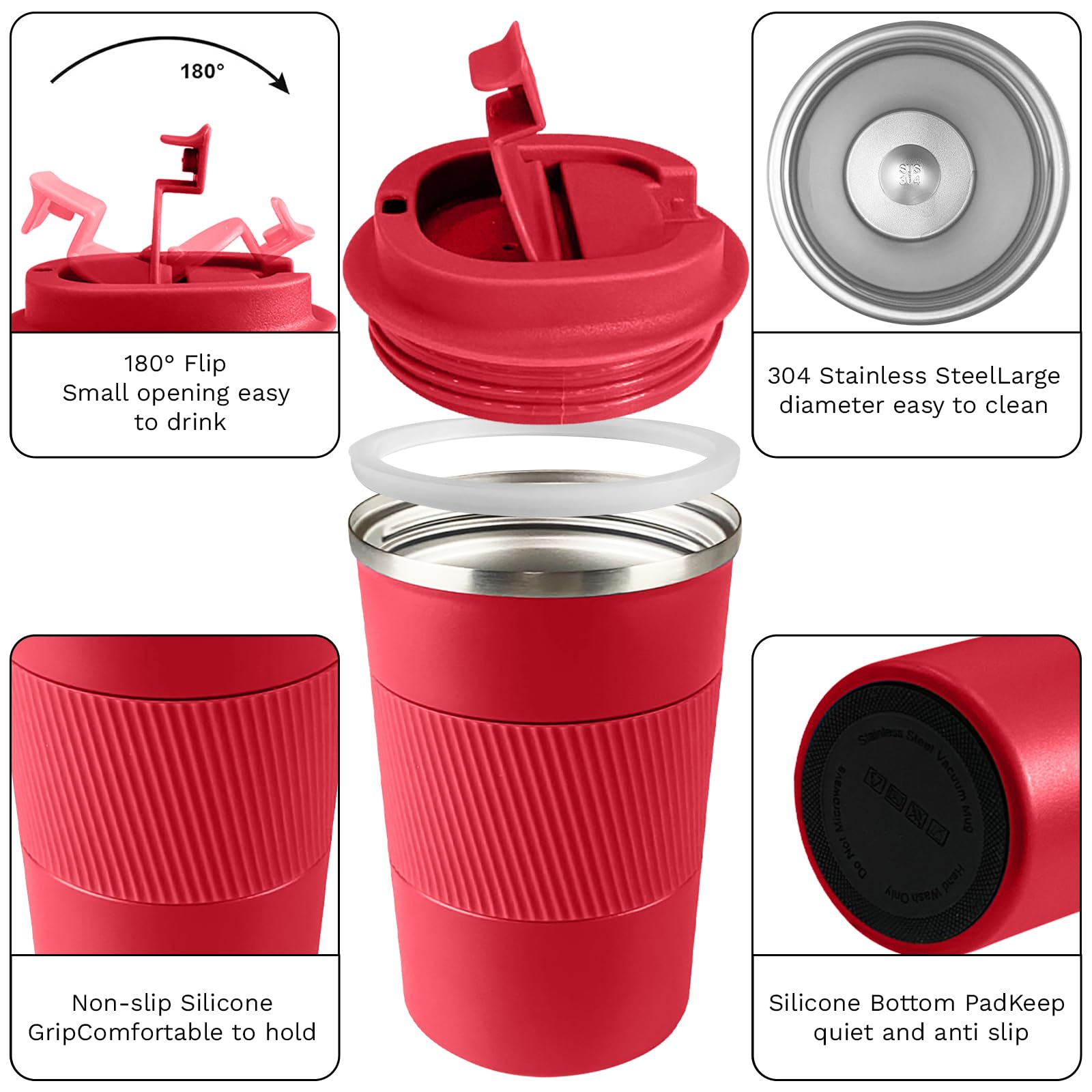 YINBAOGE spillproof lid on a stainless steel mug for mess-free sipping.