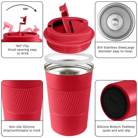 YINBAOGE spillproof lid on a stainless steel mug for mess-free sipping.