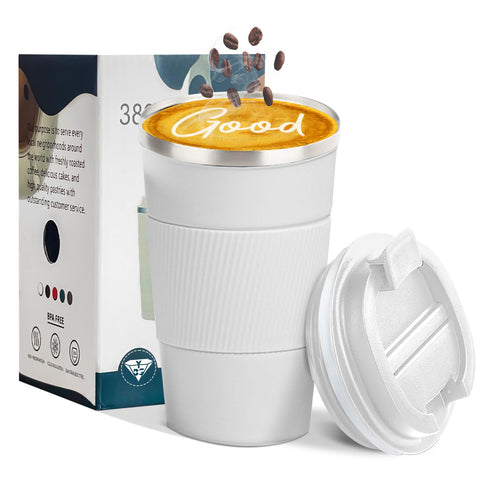 YINBAOGE insulated travel mug 17oz keeps beverages hot or cold while on the go.