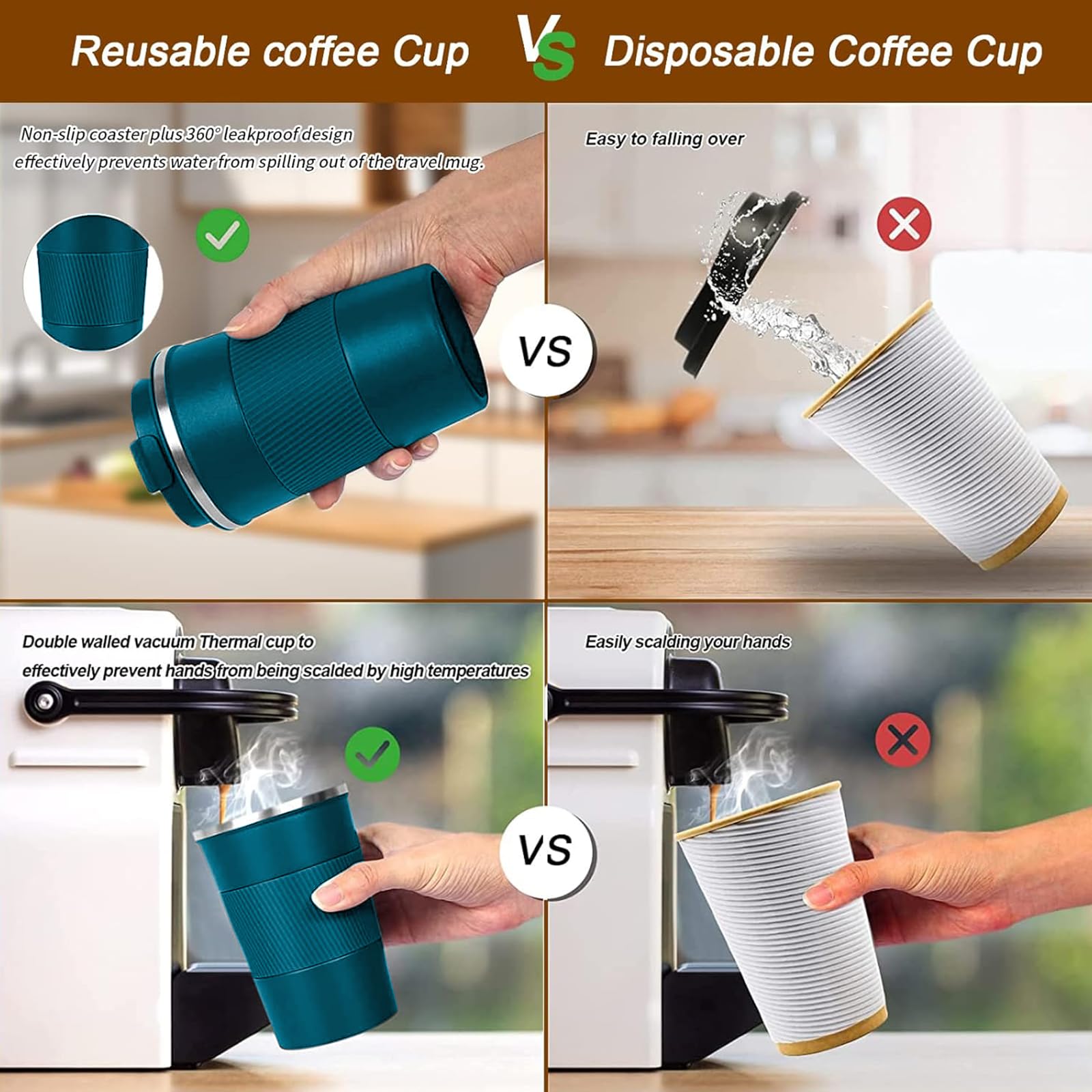 YINBAOGE mug beside a car cup holder, portable on the go
