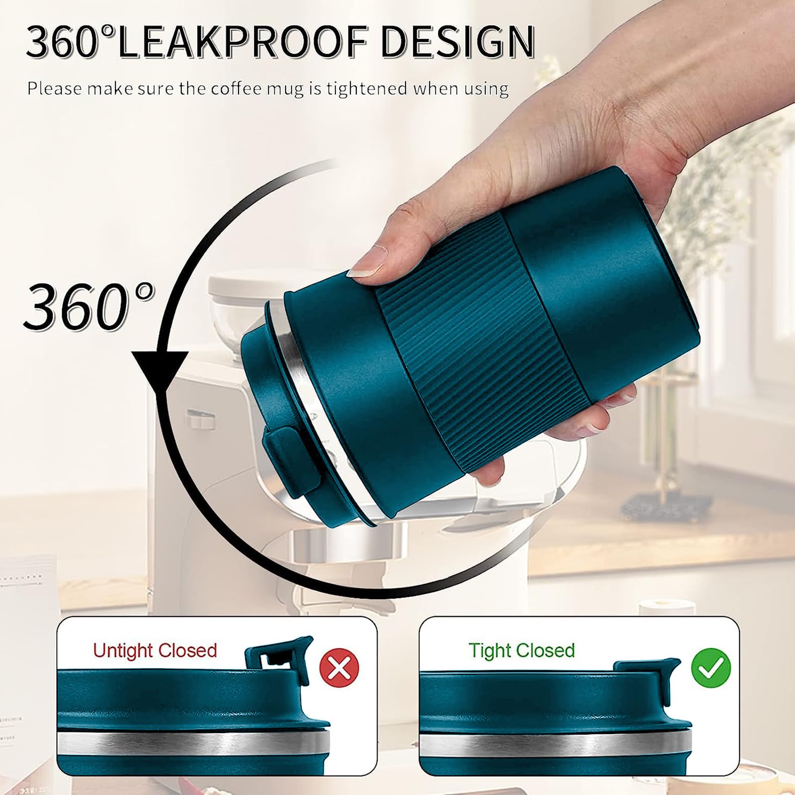 Soft silicone sleeve on YINBAOGE mug for grip and protection