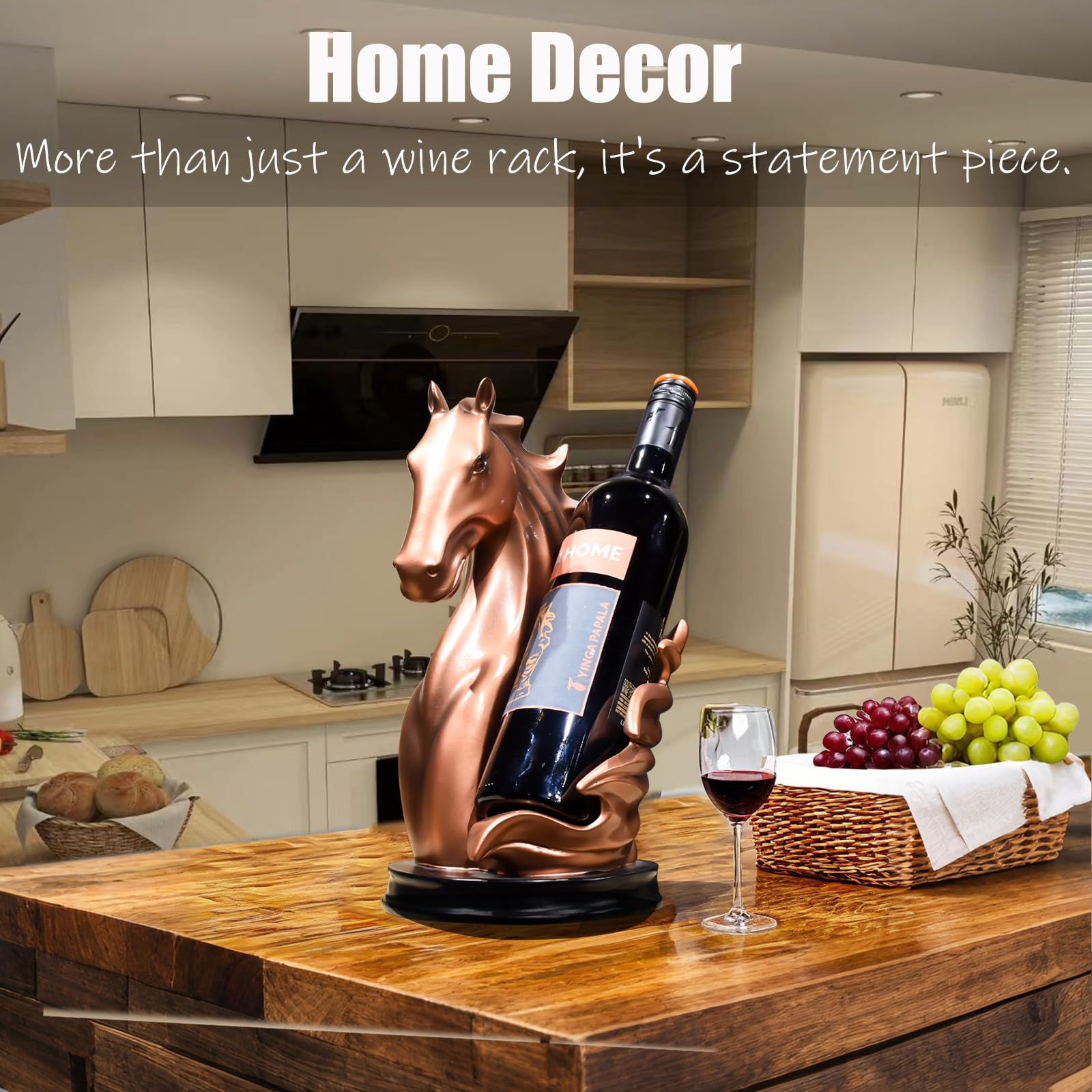 YINGAVERSAI desktop wine holder enhances shelves with refined character.