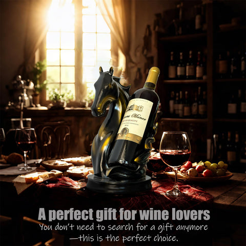 YINGAVERSAI horse sculpture wine rack close-up with detailed finish