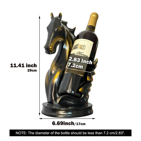 YINGAVERSAI tabletop wine rack horse art, black glossy finish