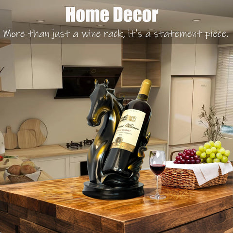 YINGAVERSAI wine bottle holder horse sculpture side view for stylish tabletop decor