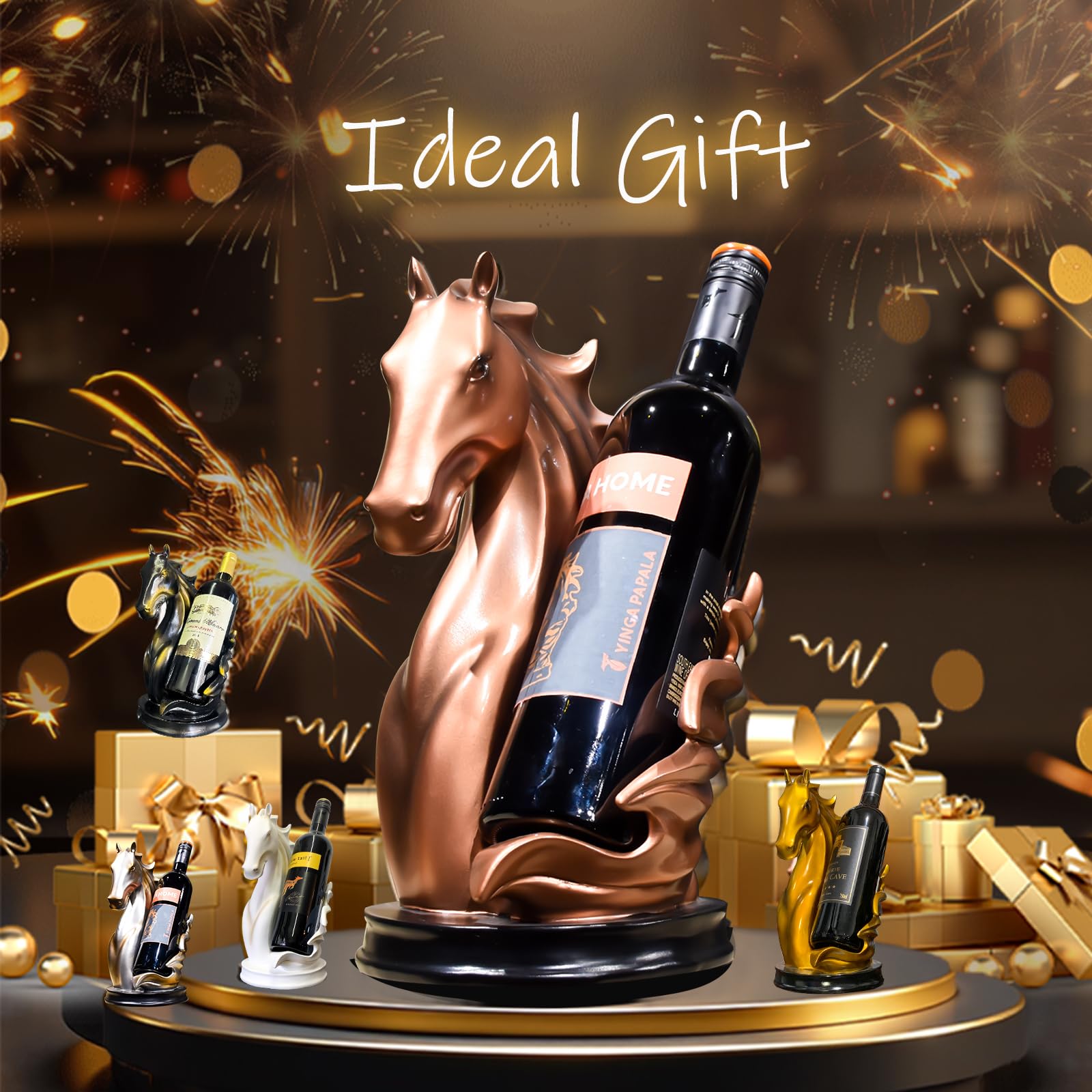 YINGAVERSAI horse sculpture wine rack adds artistic flair to home decor.