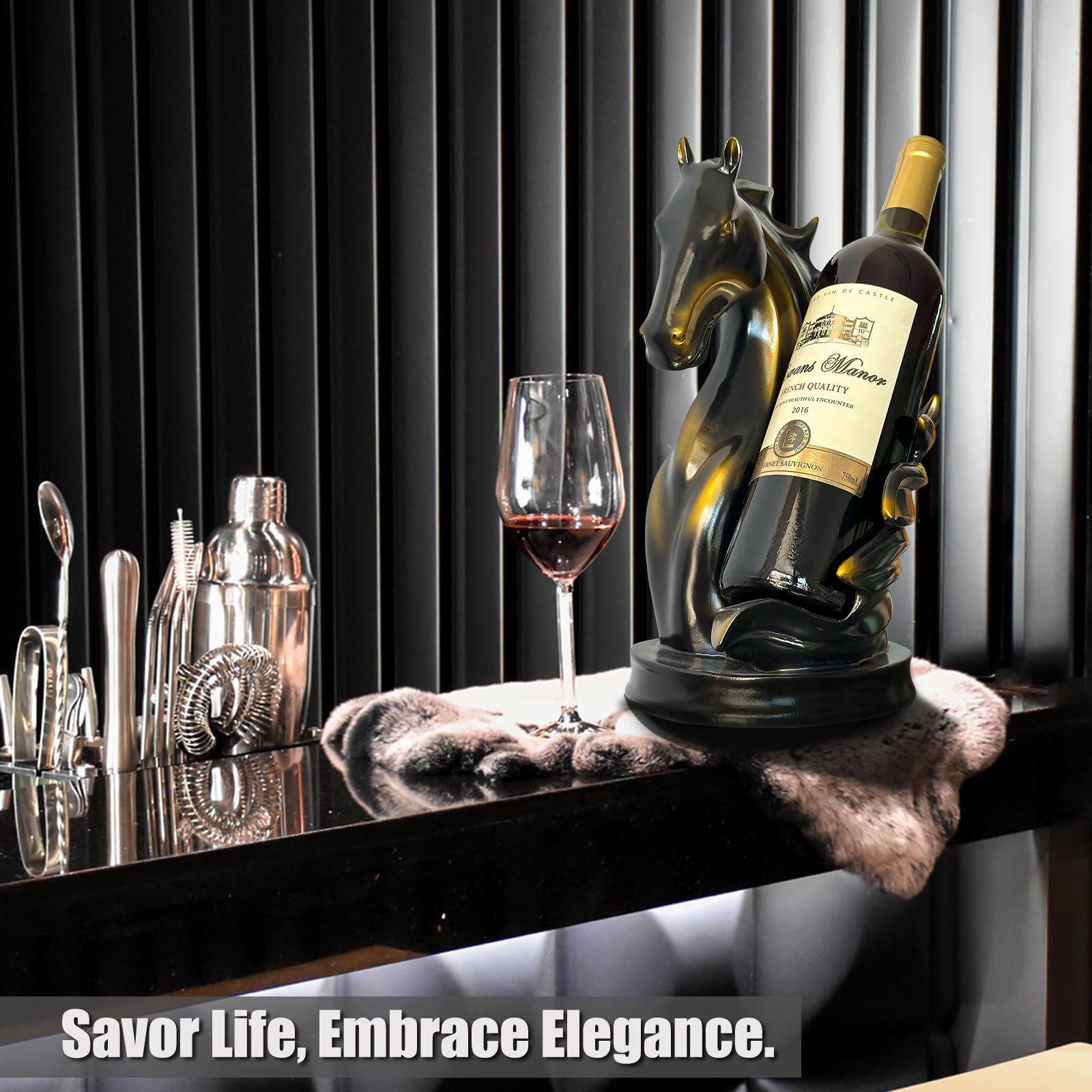YINGAVERSAI gift-ready packaging wine rack in black
