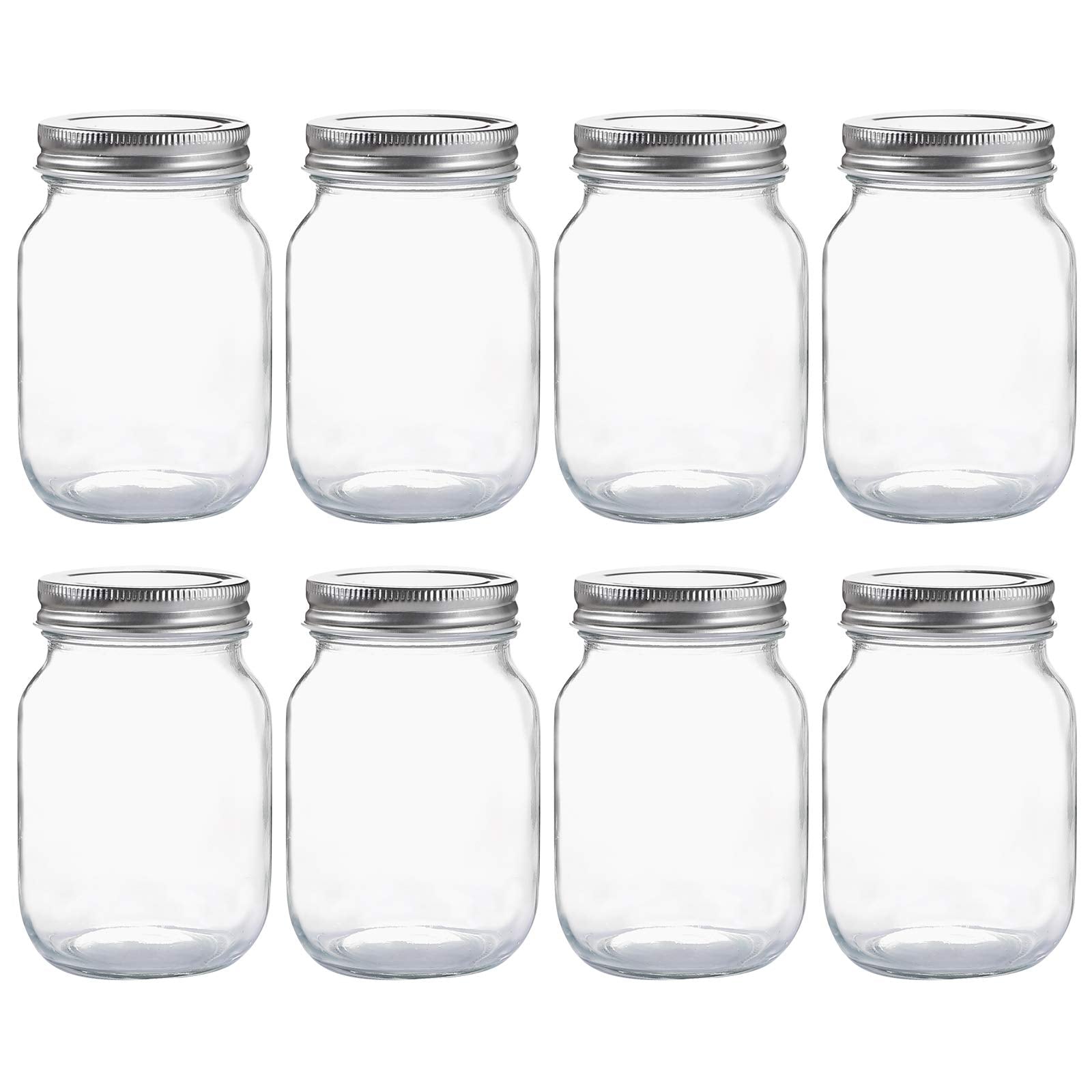 YINGERHUAN 16oz regular-mouth jar with silver lid for pantry organization.
