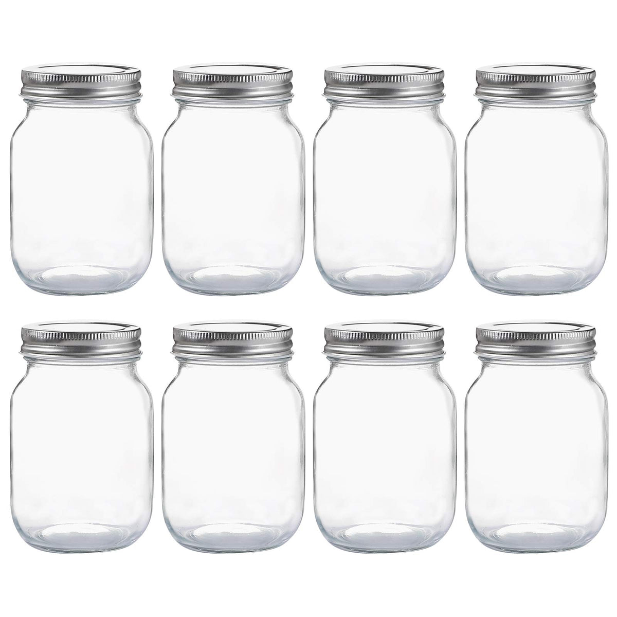YINGERHUAN 16oz regular-mouth jar with silver lid for pantry organization.