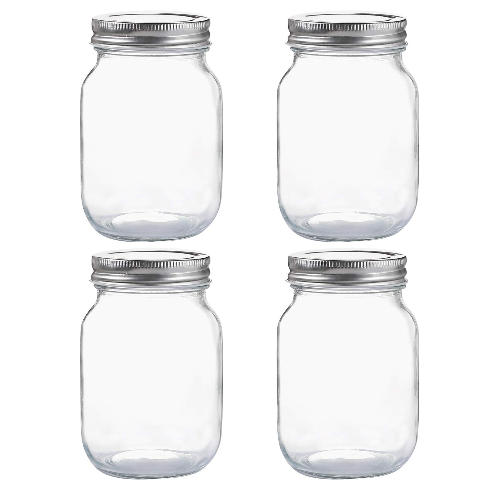 YINGERHUAN 16oz regular-mouth mason jar with clear glass for quick content identification.