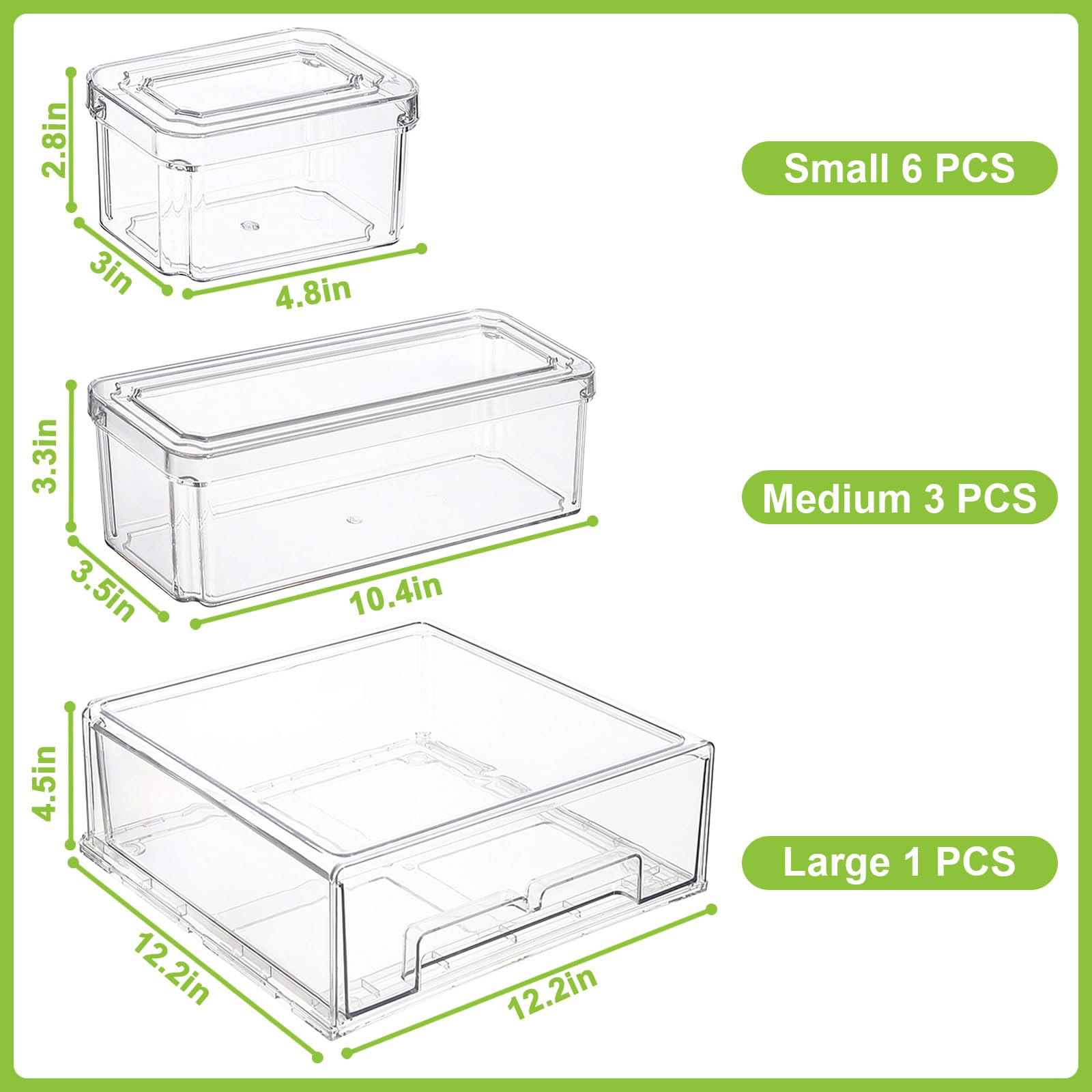YINGRACE 51oz medium bin for organized produce and meal prep