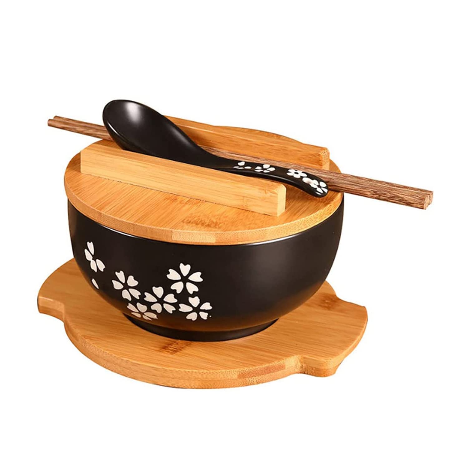 YingXue ramen bowl on bamboo tray in traditional setup.