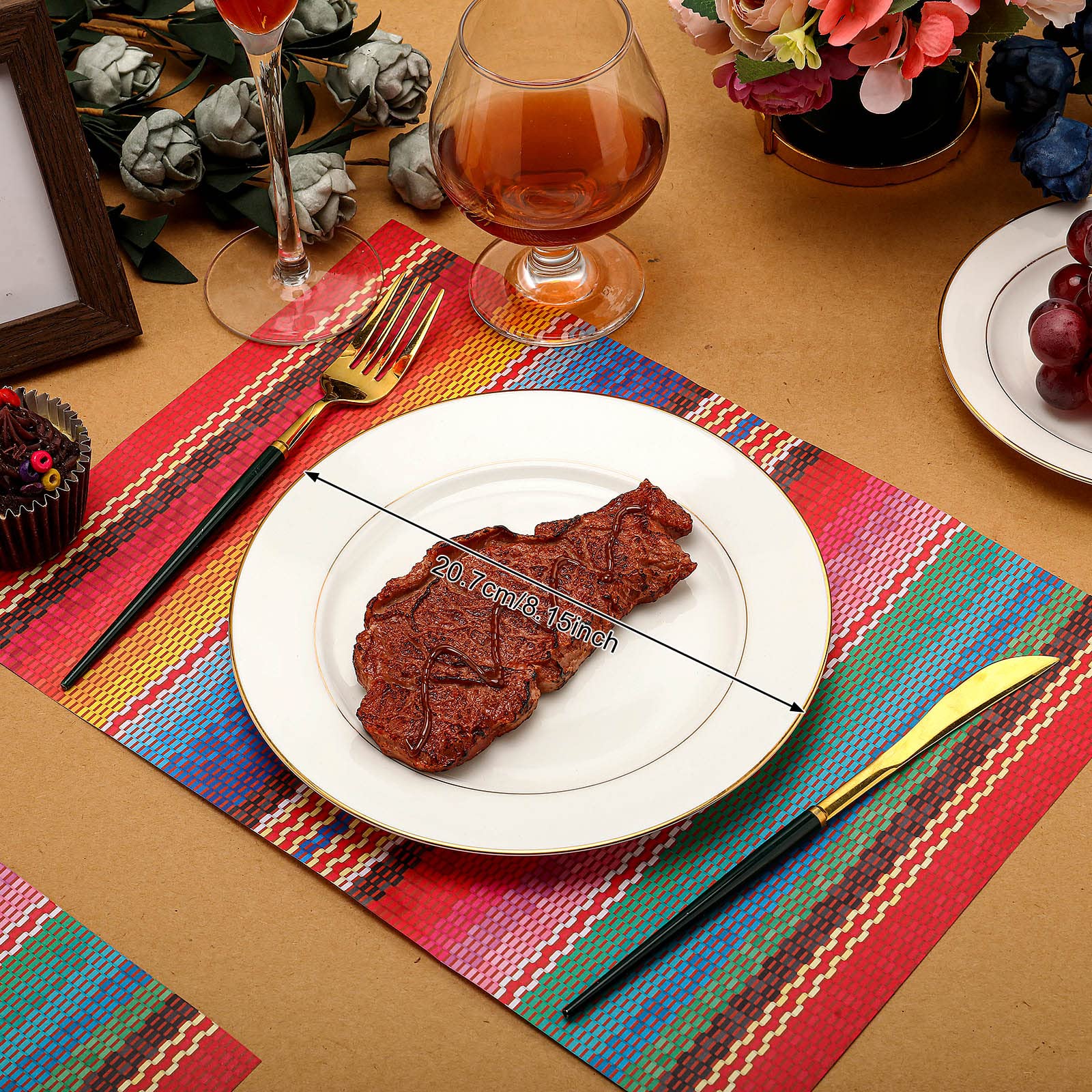 Yingzhao colored striped placemats add color while simplifying cleanup after meals.