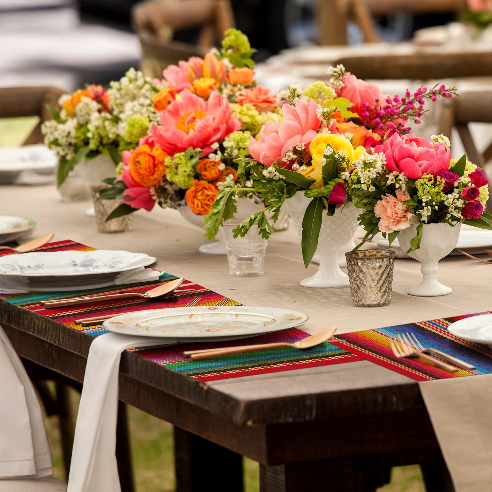 Yingzhao fiesta decor placemats brighten parties with lively stripes.