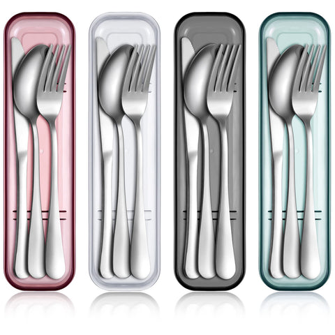 Yinkin four-pack travel utensils with case for convenient on-the-go meals