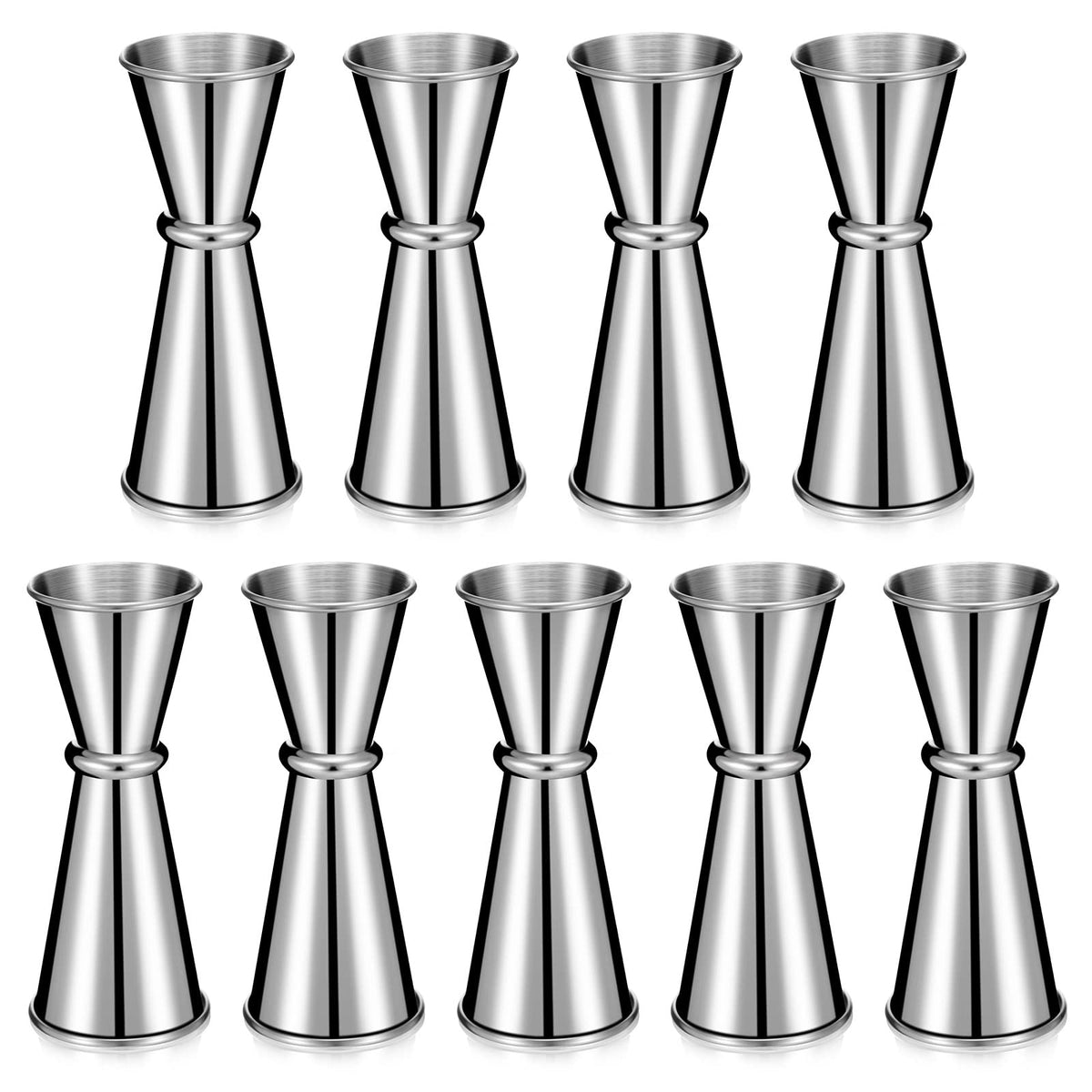 Yinkin nine-piece jigger set with precise 1 oz and 2 oz measurements.