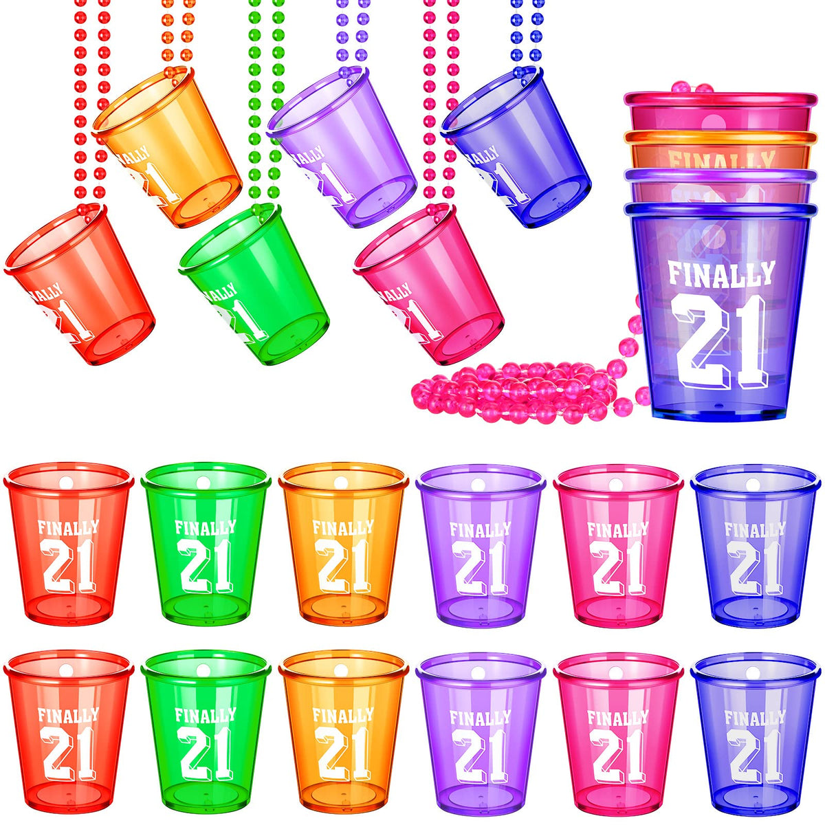 Yinkin shot glass necklace in green for vibrant party accessory and easy wear