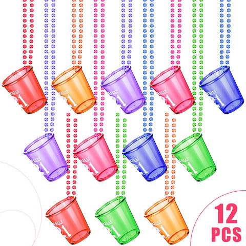 Yinkin shot glass necklace in purple that stands out at parties