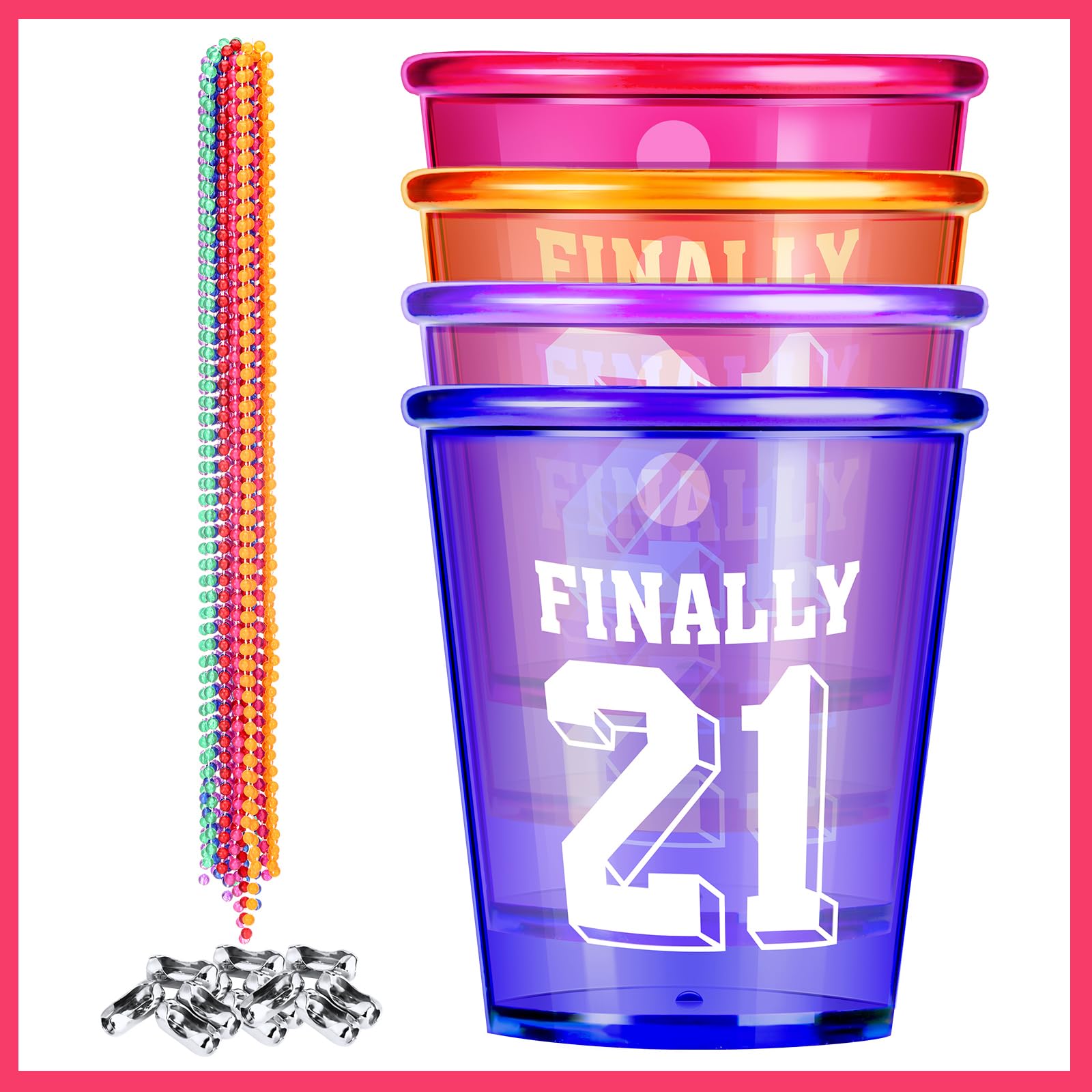 Yinkin shot glass necklace in rose for playful celebration color