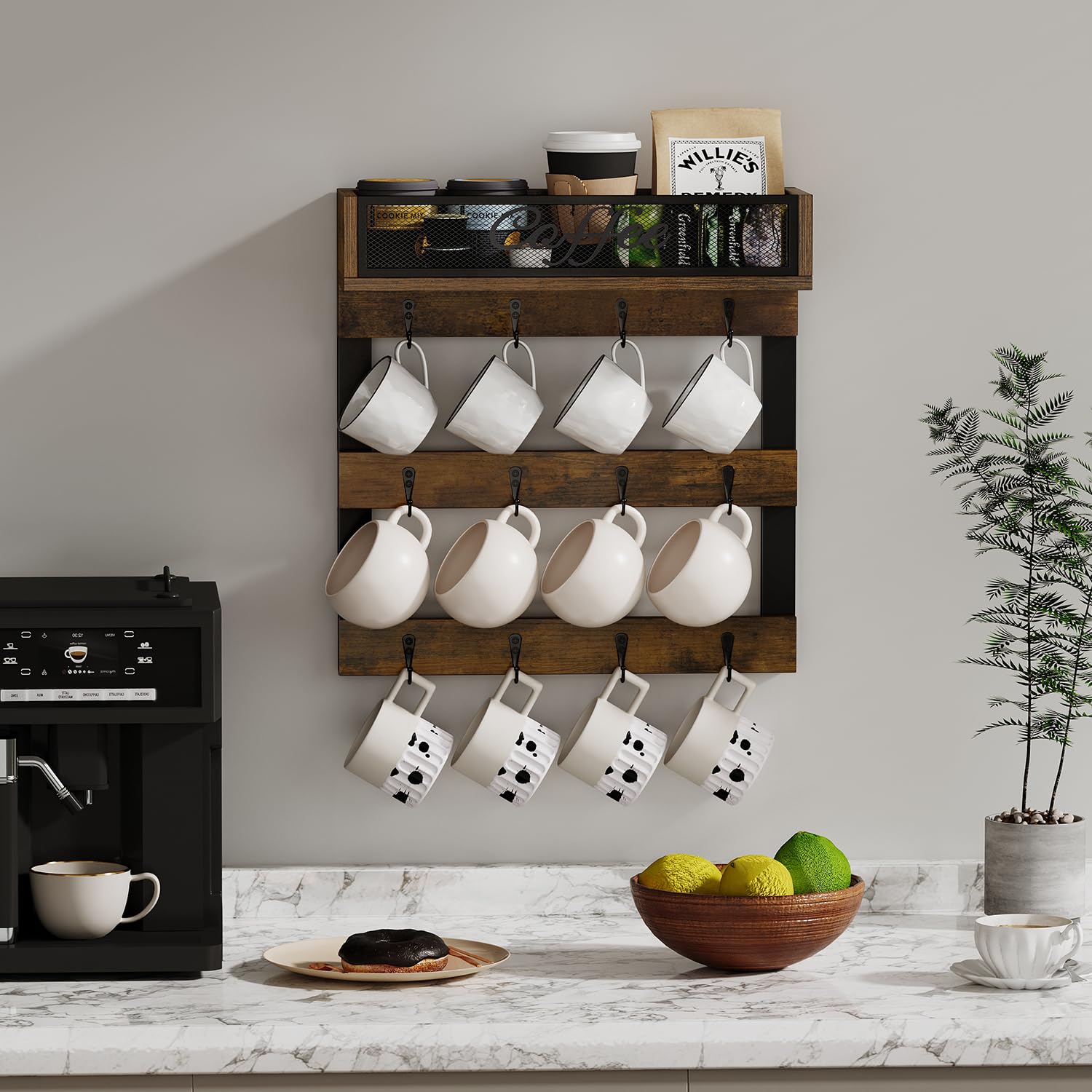 YINMIT coffee mug holder 3-tier design keeps cups organized