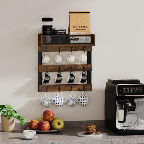 YINMIT coffee mug holder iron mesh front panel adds rustic charm