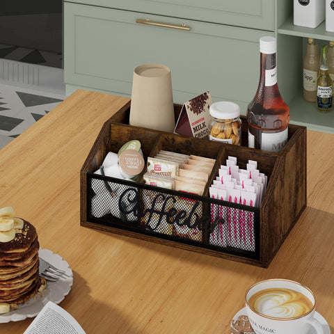 YINMIT coffee station organizer cups section keeps mugs neatly within reach.