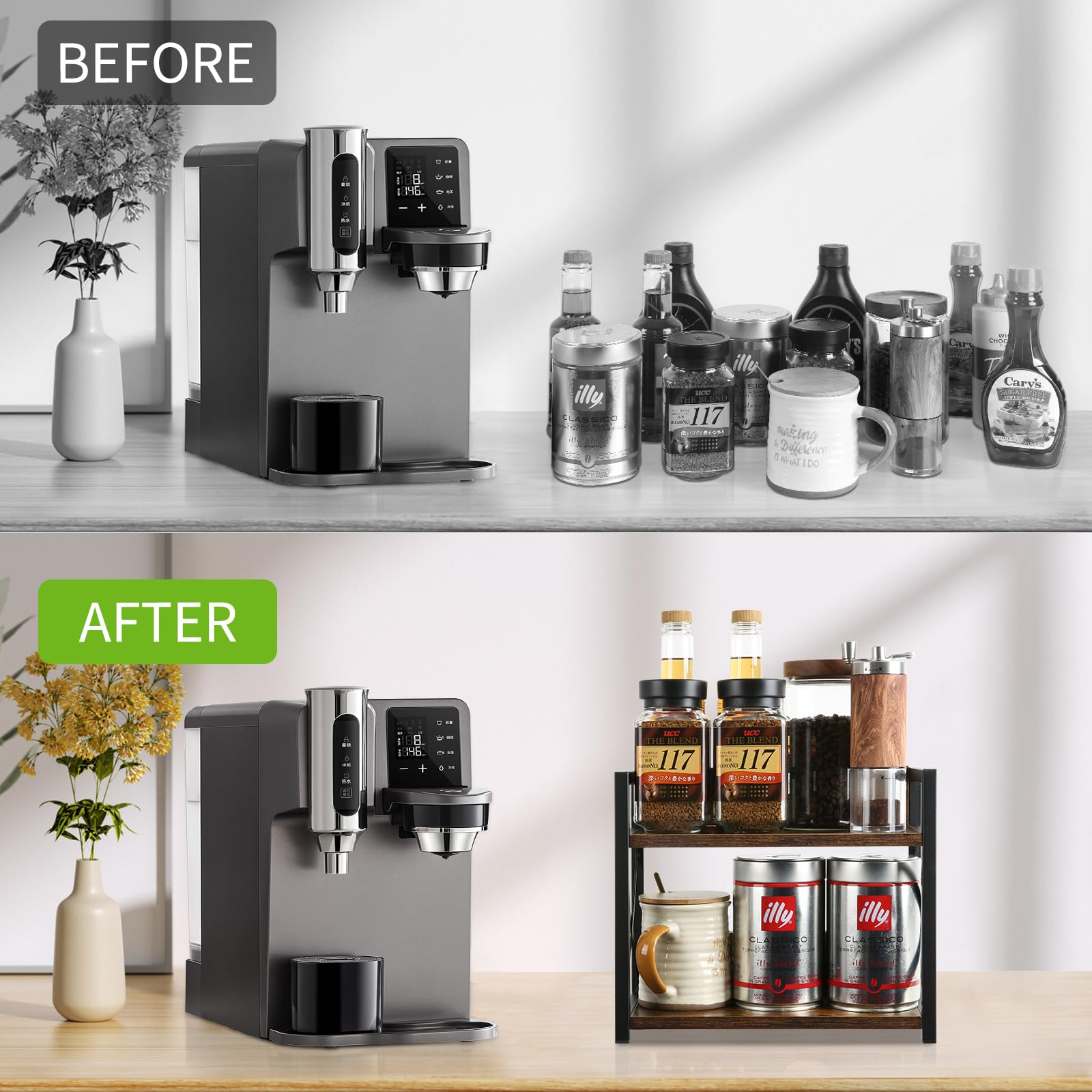 YINMIT cream and syrup organizer within easy reach for beverages