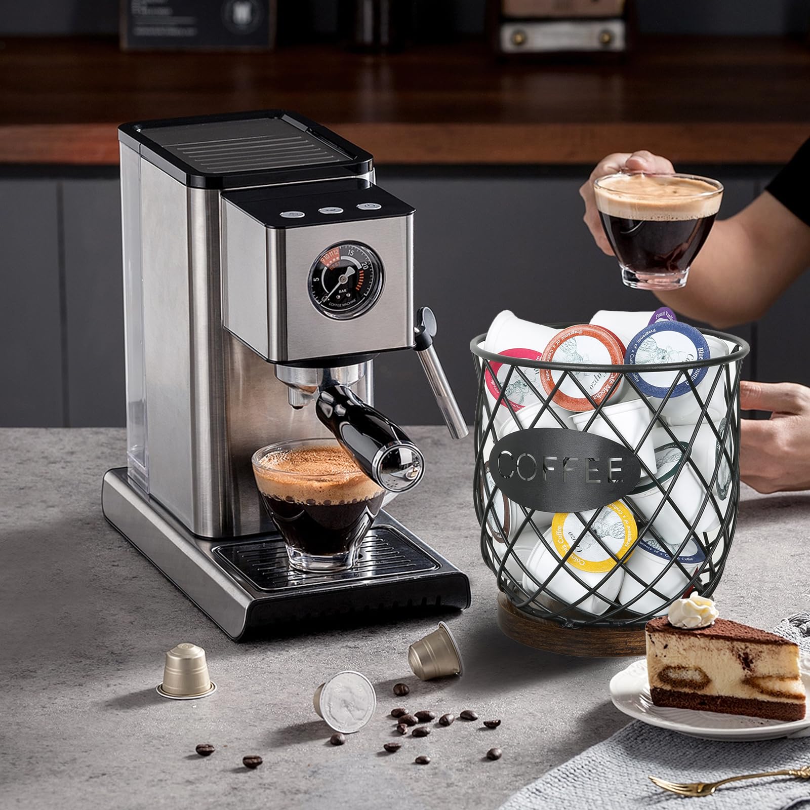 YINMIT K Cup Holder frosted iron wire detail provides vintage charm