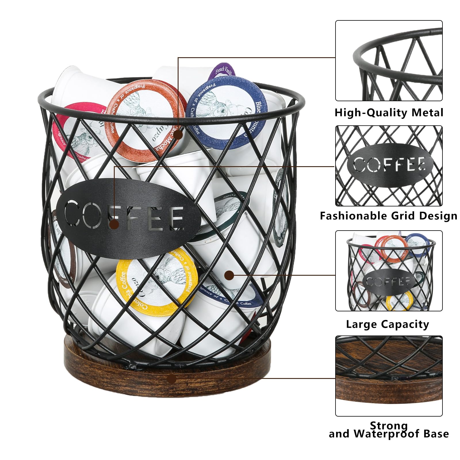 YINMIT K Cup Holder full of pods demonstrates generous storage
