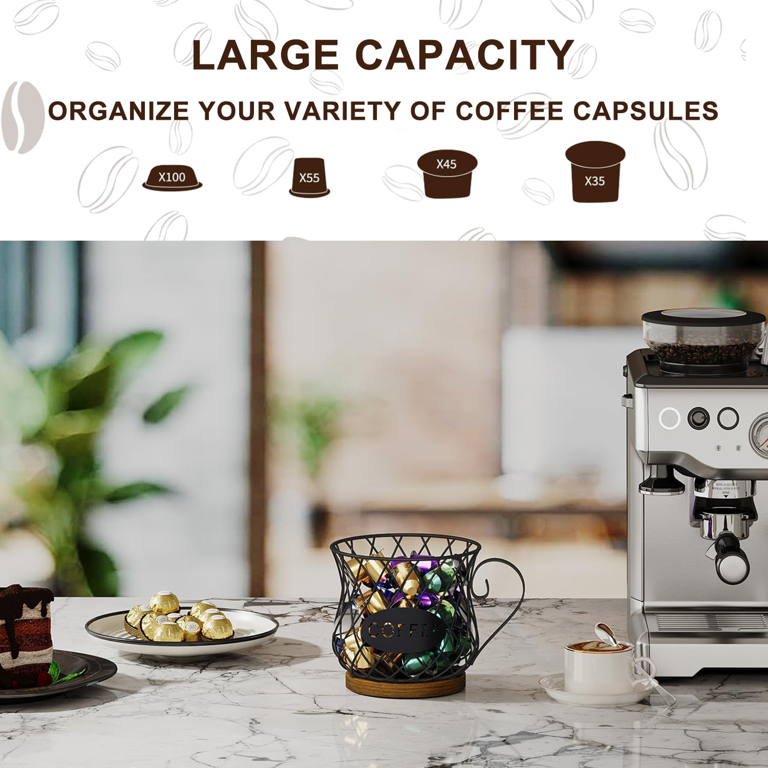YINMIT K Cup Holder Organizer wooden panel with frosted wire