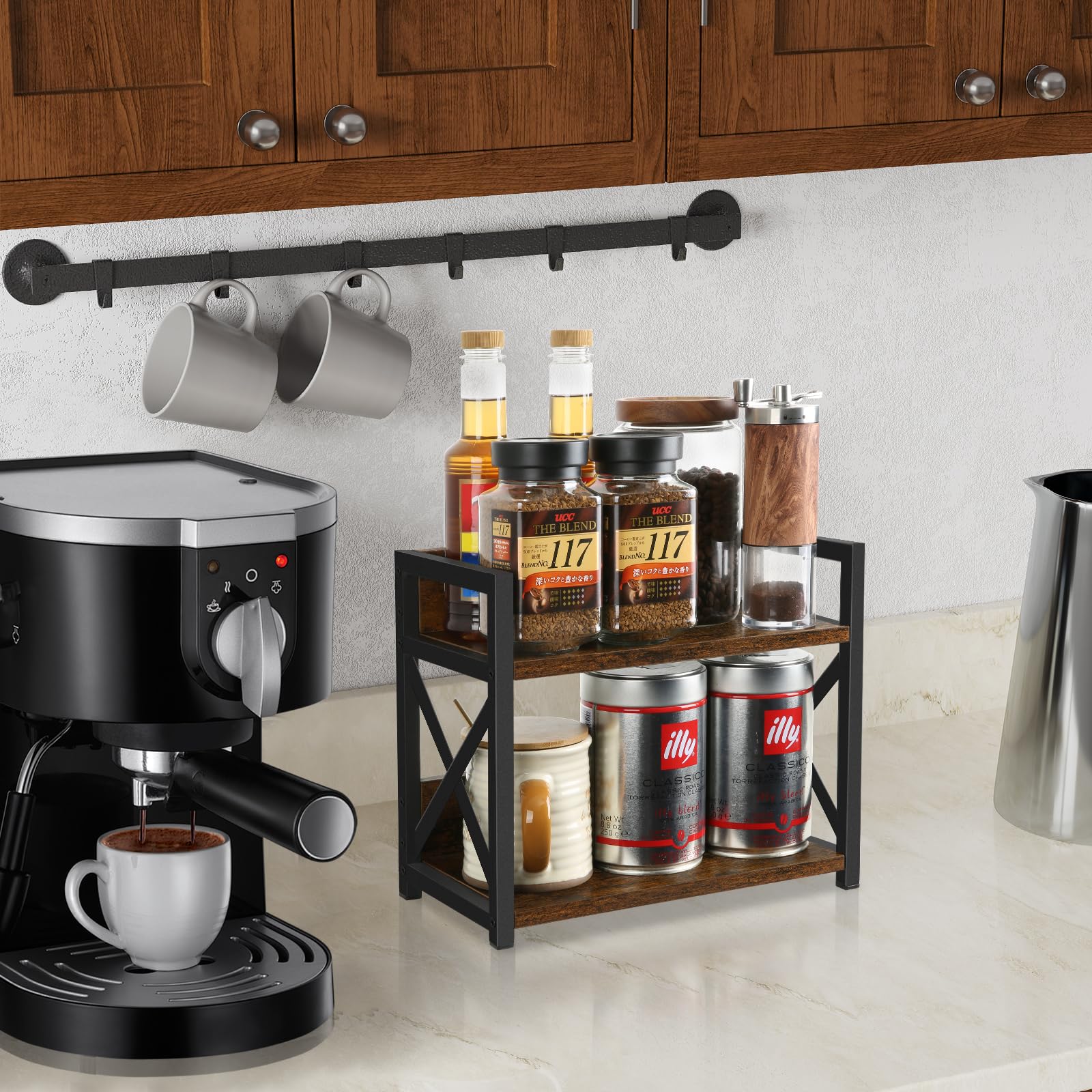 YINMIT wood and metal spice rack resists deformation for durable storage