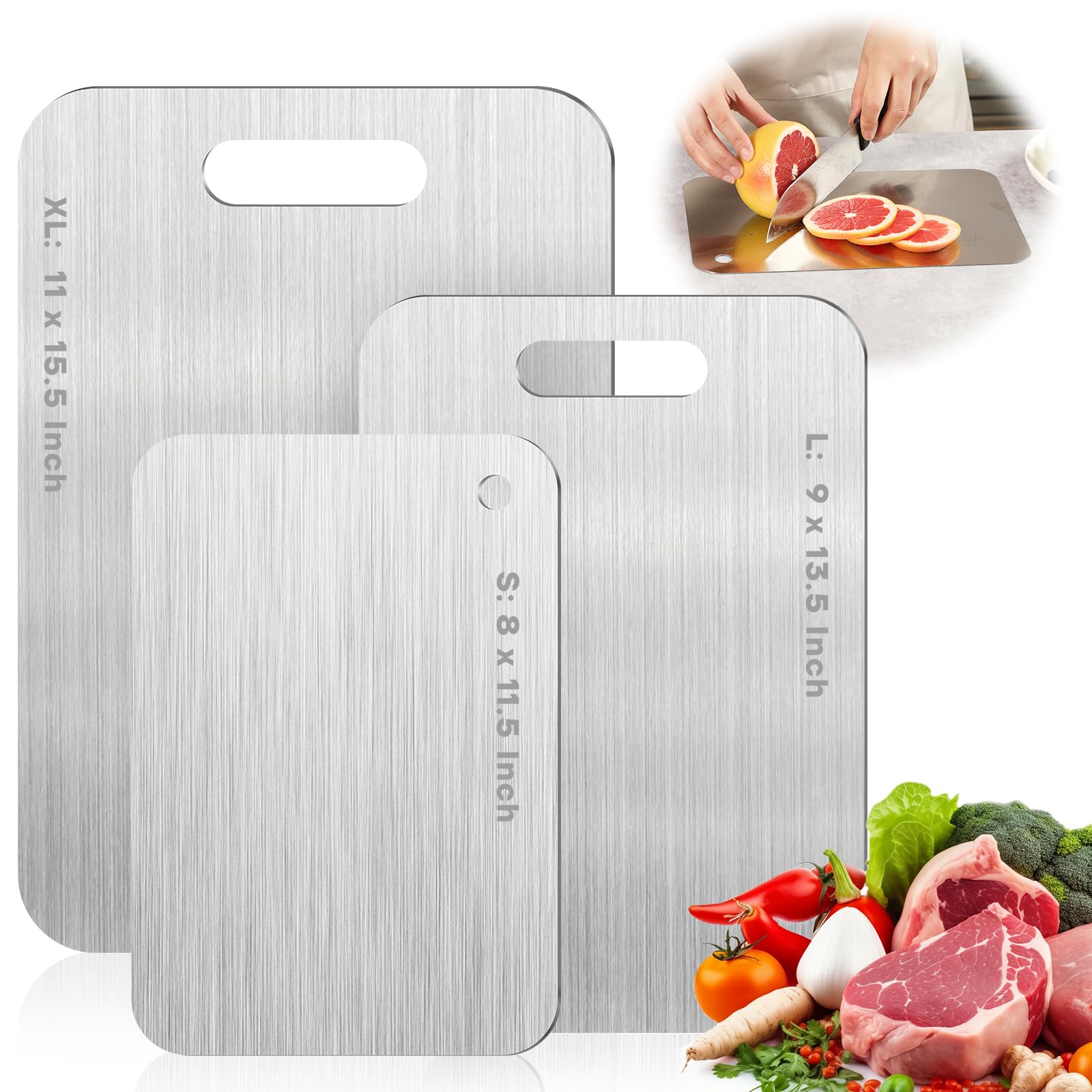 Yiorr Katuchef titanium cutting board surface closeup showing a non-porous, easy-clean material.