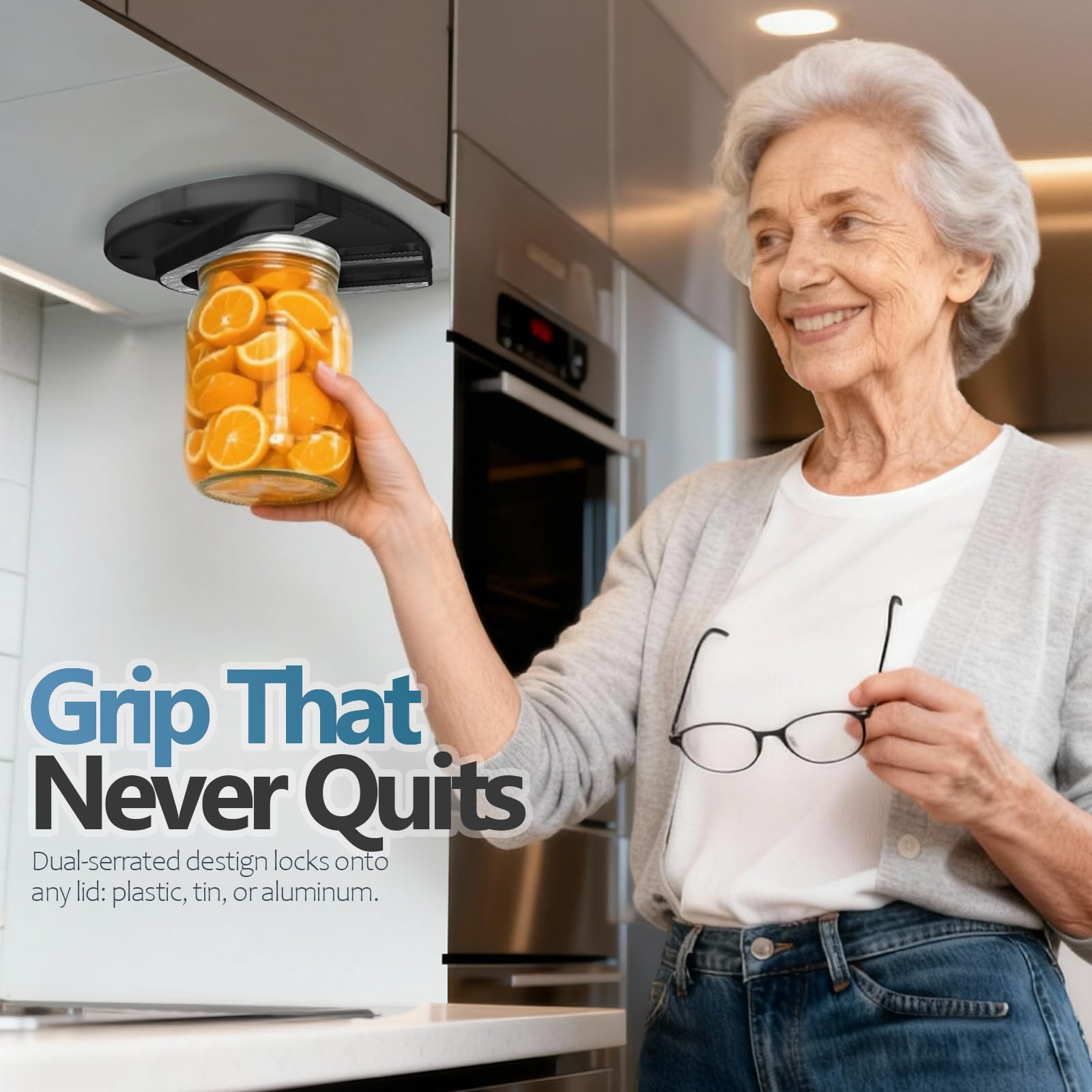 Yiortwo opens wide-mouth jars up to five inches with minimal effort.