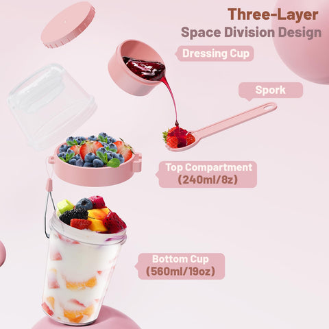 Parfait cups with built-in spoon by Yirilan for quick snacking