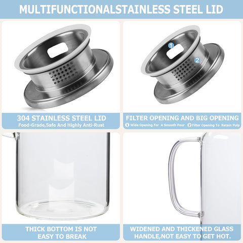 Yirilan glass pitcher demonstrating stovetop and fridge safety for hot or cold beverages.