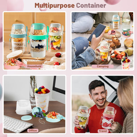 Stackable overnight oats containers from Yirilan save fridge space