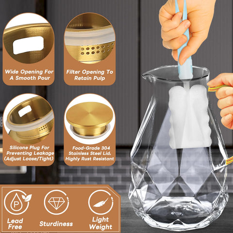 Yirilan Stainless Steel Lid Pitcher features a secure, clean-looking lid.