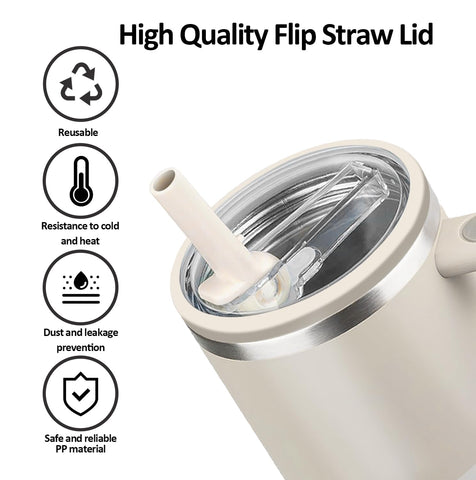 Yirnno Stanley lid on-tipped-proof design prevents leaks when tipped.