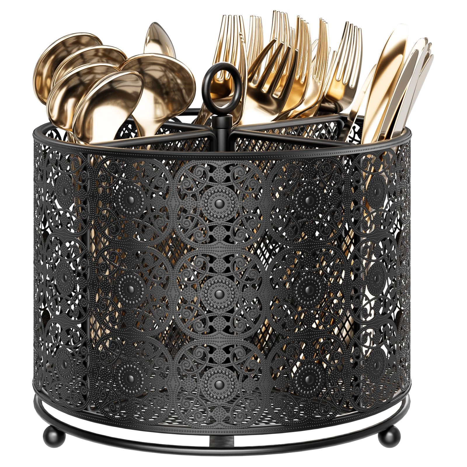 YIUKEA 360° rotating utensil caddy for smooth access and tidy kitchen counters.