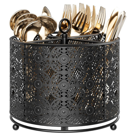 YIUKEA 360° rotating utensil caddy for smooth access and tidy kitchen counters.