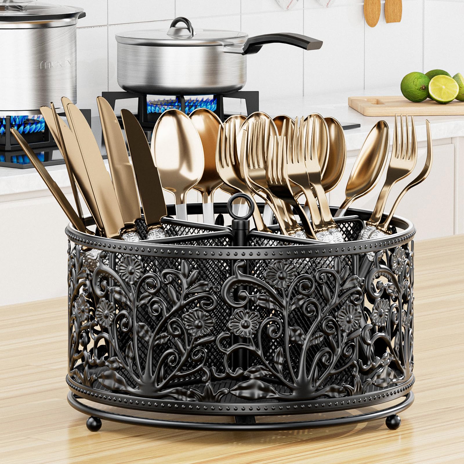 YIUKEA countertop caddy with handle for easy transport to parties or picnics.