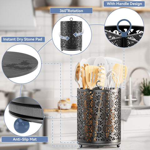 YIUKEA extra-large utensil caddy organized for many tools