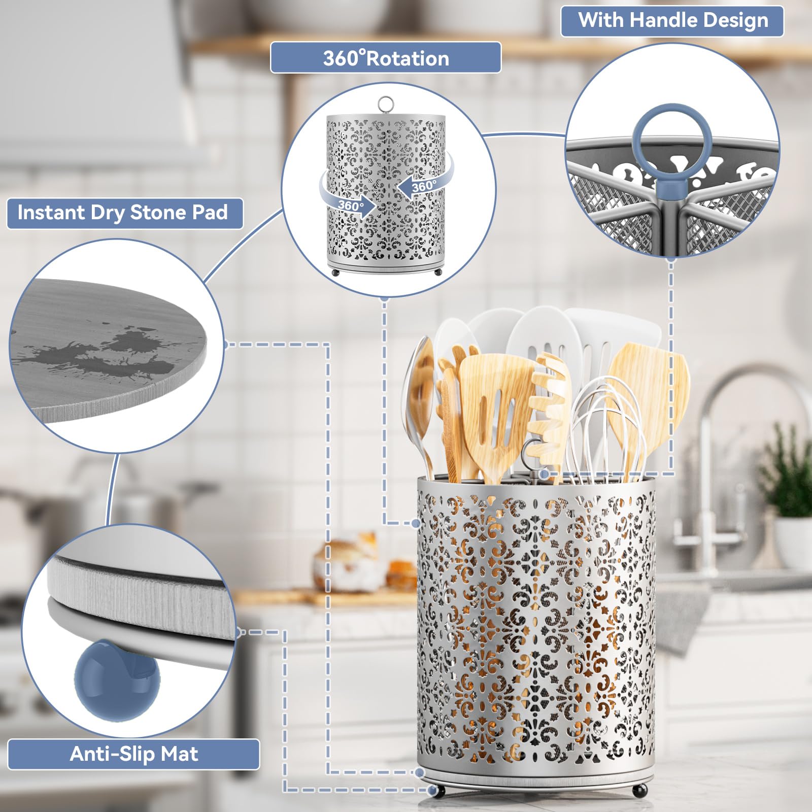 YIUKEA instant-dry diatomite base dries utensils quickly and prevents wet spots.